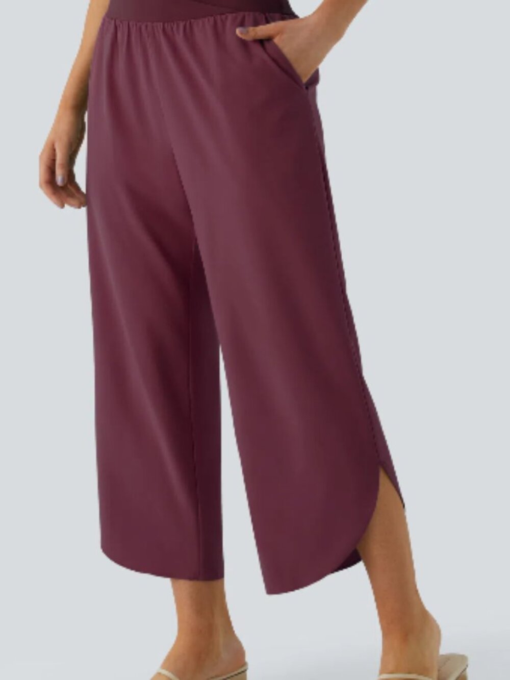 Halara High Waisted Crossover Quick Dry Resort Pants with Pockets Amaranth